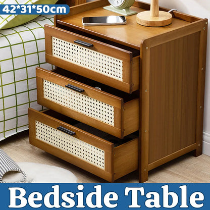 3-Layer Drawer Bedroom Nightstand Large Storage Stable Structure Space Saving