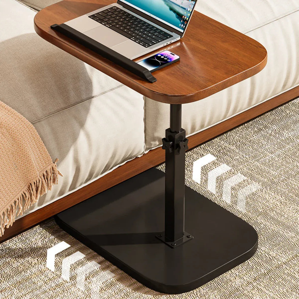 Adjustable Height Coffee Table Nightstand Sturdy Easy to Clean for Home Bedroom