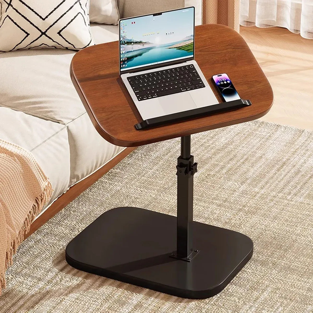 Adjustable Height Coffee Table Nightstand Sturdy Easy to Clean for Home Bedroom