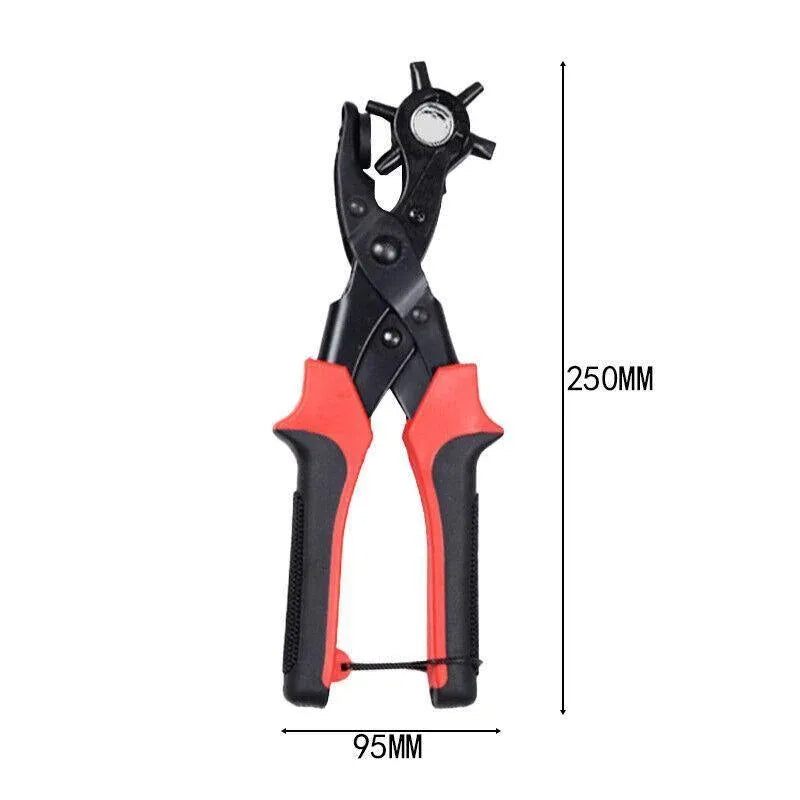 Heavy Duty Leather Hole Punch Tool with 6 Size Revolving Head for Belt and Fabric
