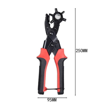 Heavy Duty Leather Hole Punch Tool with 6 Size Revolving Head for Belt and Fabric