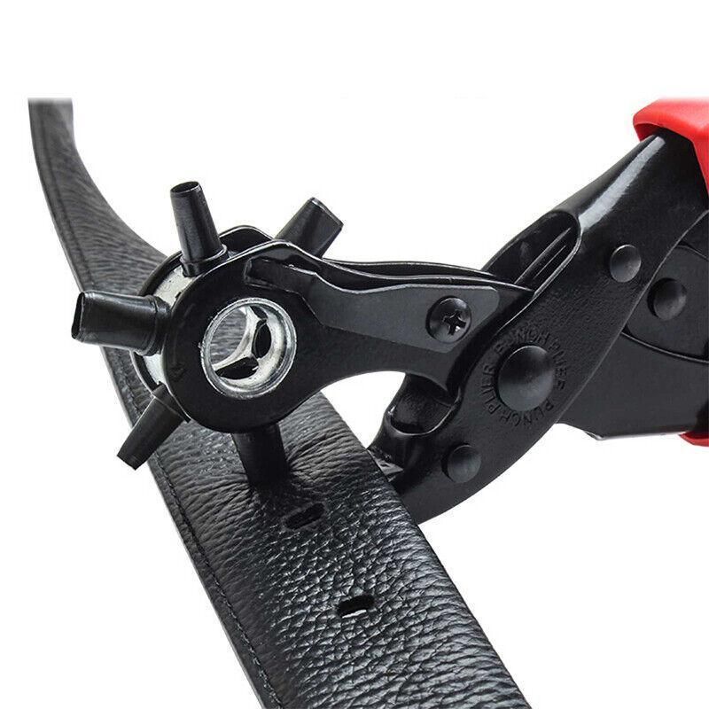 Heavy Duty Leather Hole Punch Tool with 6 Size Revolving Head for Belt and Fabric