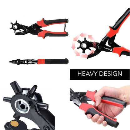 Heavy Duty Leather Hole Punch Tool with 6 Size Revolving Head for Belt and Fabric