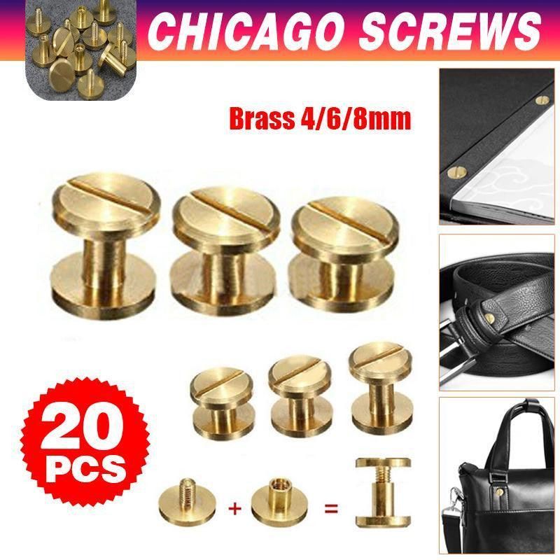 20X Belt Screw Leather Craft Chicago Nail Brass Rivets Stud Head Wallet Round - 10*4*4MM