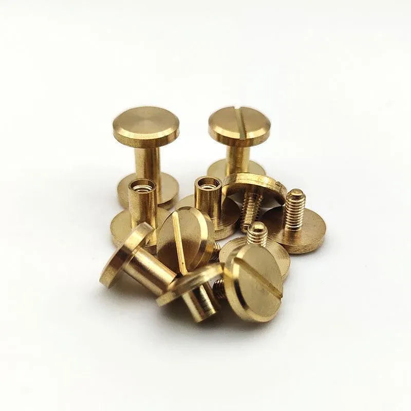 20X Belt Screw Leather Craft Chicago Nail Brass Rivets Stud Head Wallet Round - 10*4*4MM