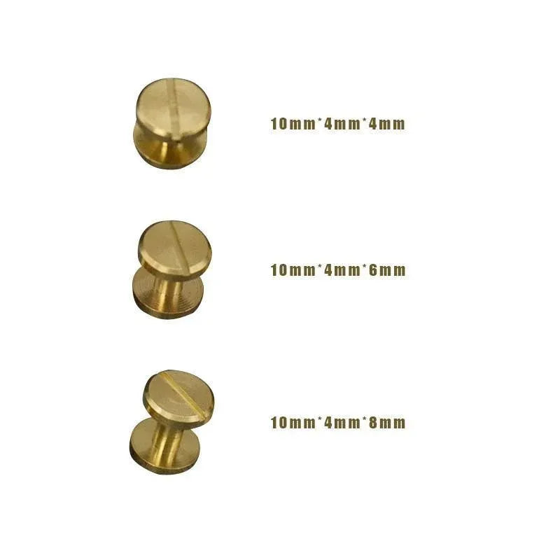 20X Belt Screw Leather Craft Chicago Nail Brass Rivets Stud Head Wallet Round - 10*4*4MM