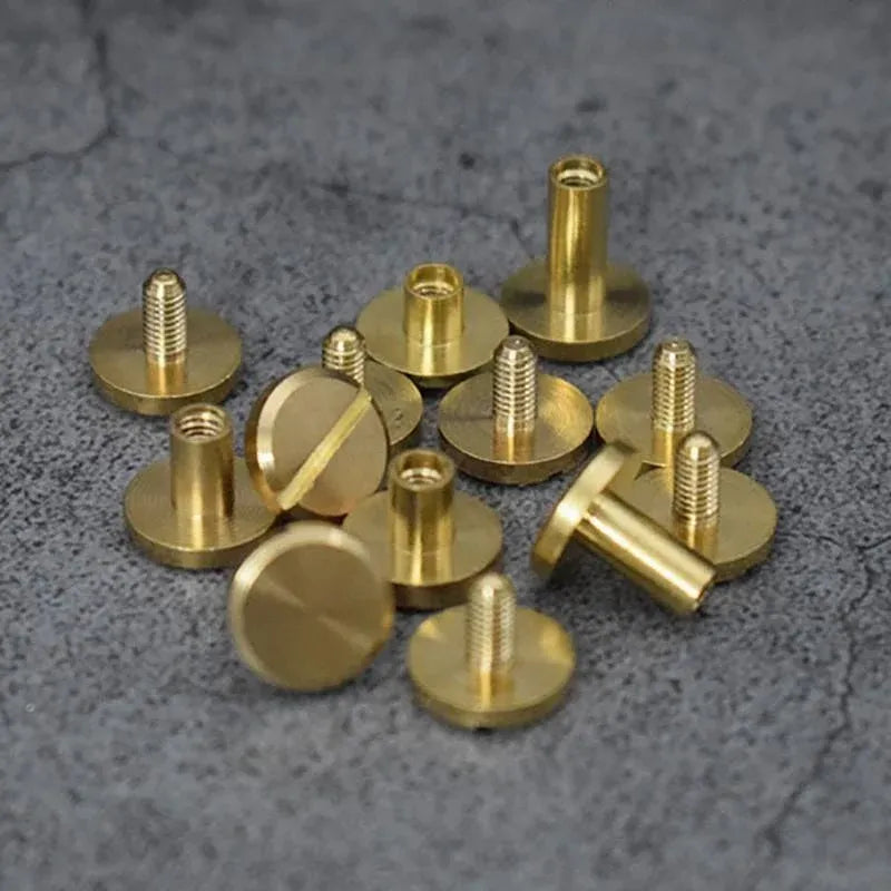 20X Belt Screw Leather Craft Chicago Nail Brass Rivets Stud Head Wallet Round - 10*4*4MM