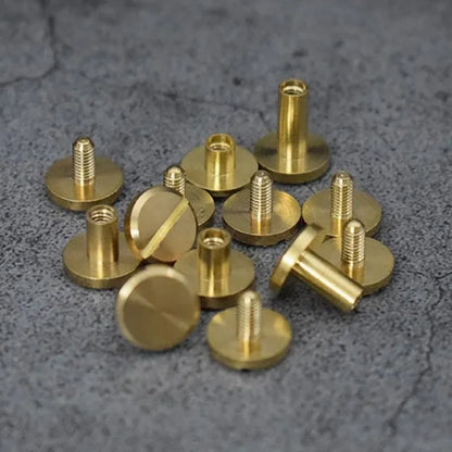 20X Belt Screw Leather Craft Chicago Nail Brass Rivets Stud Head Wallet Round - 10*4*4MM