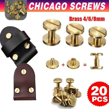 20X Belt Screw Leather Craft Chicago Nail Brass Rivets Stud Head Wallet Round - 10*4*4MM