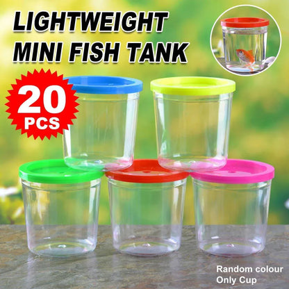 20pcs Mini Betta Fish Cup with Lid Portable Small Plastic Jellyfish Tank Cup