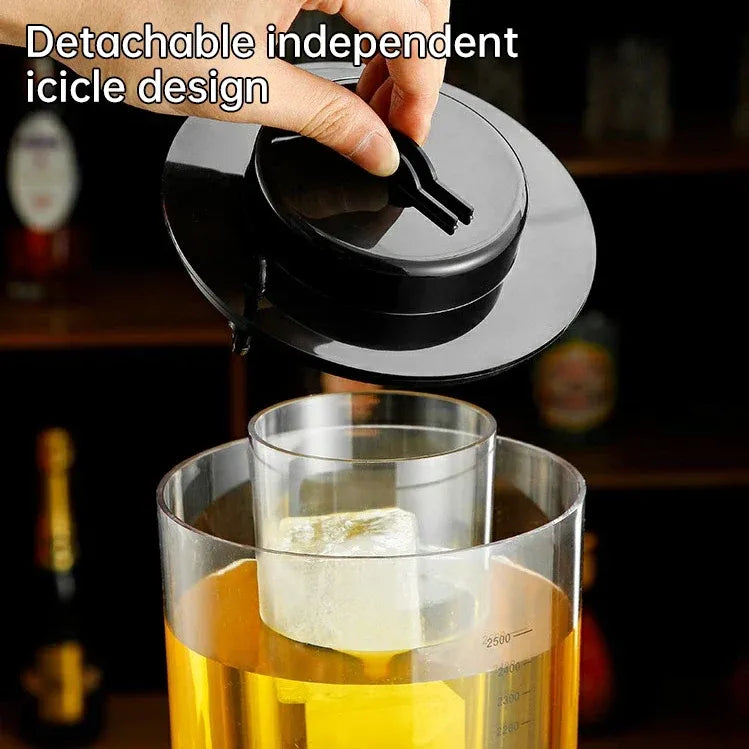 2.5L Beer Tower Beverage Dispenser Clear for Bar Party Home KTV Drink Serving - Silver