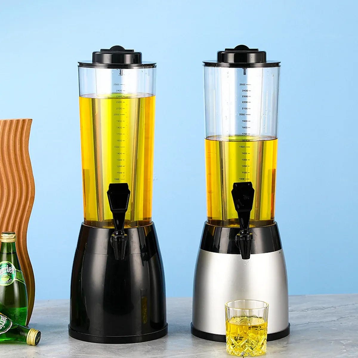 2.5L Beer Tower Beverage Dispenser Clear for Bar Party Home KTV Drink Serving - Silver
