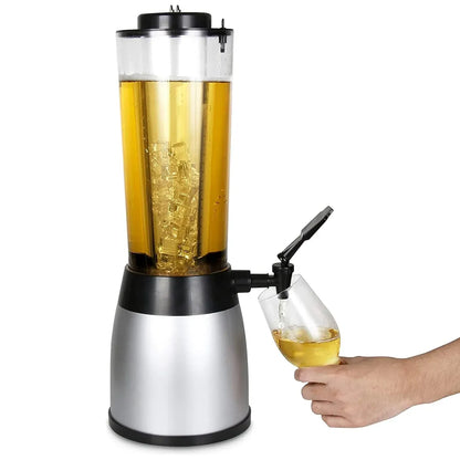 2.5L Beer Tower Beverage Dispenser Clear for Bar Party Home KTV Drink Serving - Silver