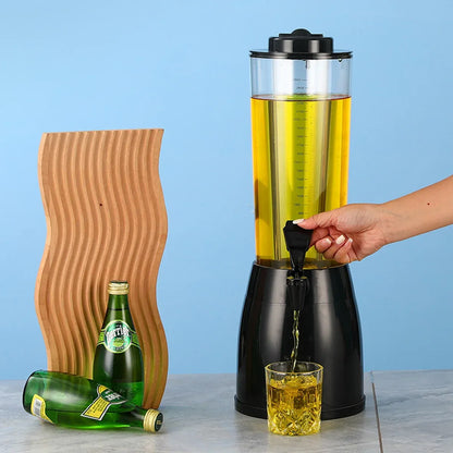2.5L Beer Tower Beverage Dispenser Clear for Bar Party Home KTV Drink Serving - Silver
