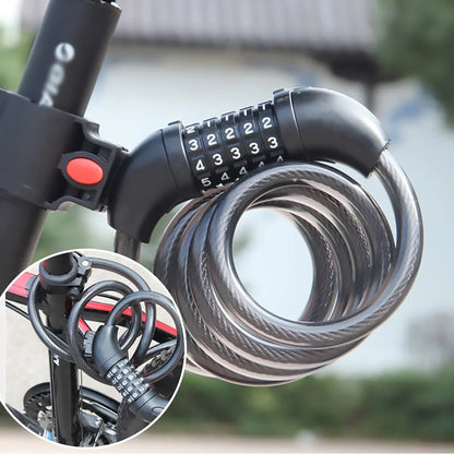 5 Digit Combination Bike Cable Lock 1.2m x 12mm with Mount Bracket