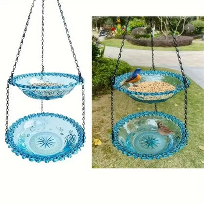 Outdoor Hanging Bird Feeder Bath Garden Patio Decoration for Attracting Birds - Grey