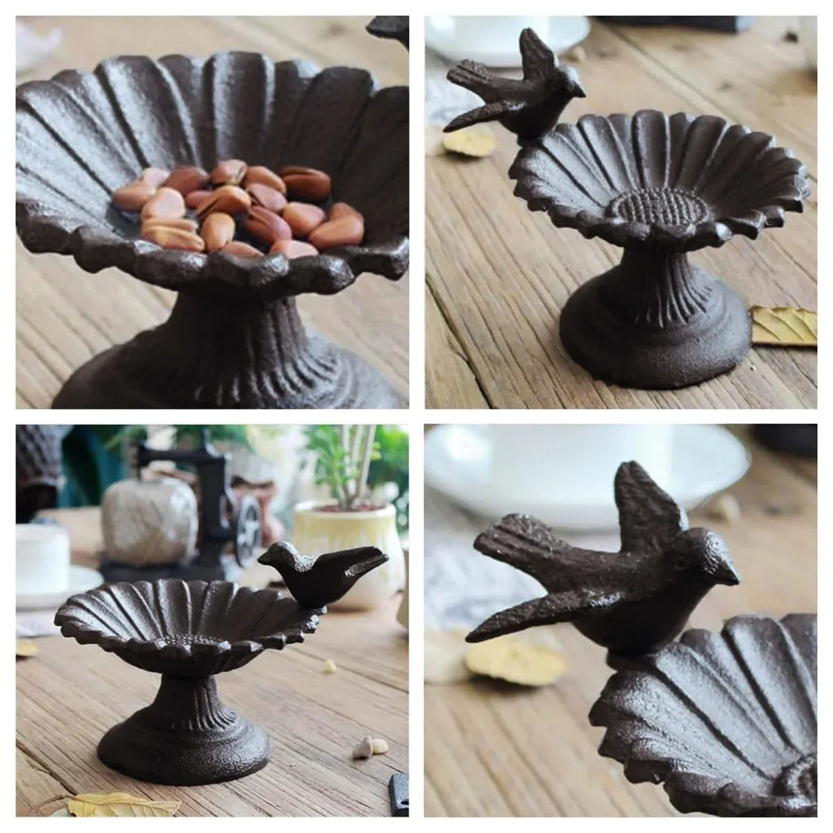 Retro Petal Shaped Bird Feeder Hanging Decorative Outdoor Garden Bird Feeding