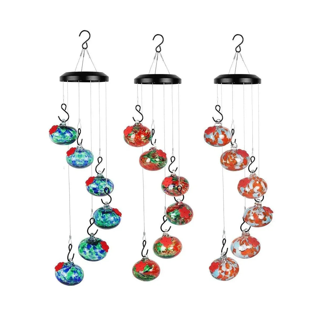 Hanging Hummingbird Feeder Outdoor Garden Nectar Dispenser Attracting Birds - Red Green