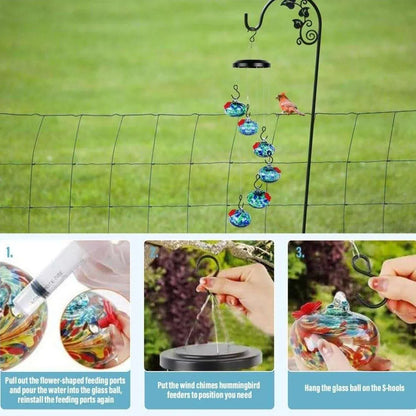 Hanging Hummingbird Feeder Outdoor Garden Nectar Dispenser Attracting Birds - Red Green