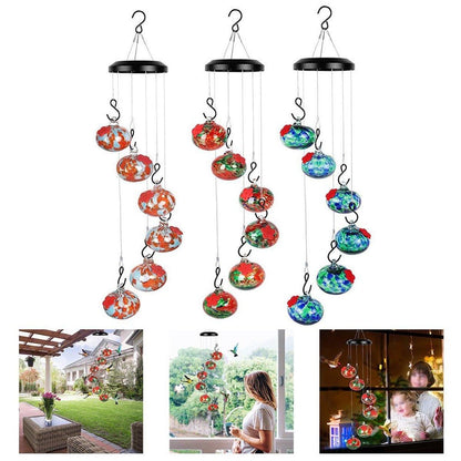 Hanging Hummingbird Feeder Outdoor Garden Nectar Dispenser Attracting Birds - Red Green