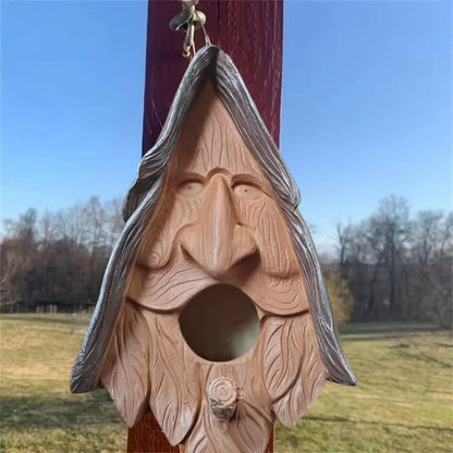Human Face Birdhouse Resin Garden Ornament Outdoor Bird Nest Decor Statue