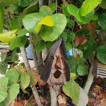Human Face Birdhouse Resin Garden Ornament Outdoor Bird Nest Decor Statue