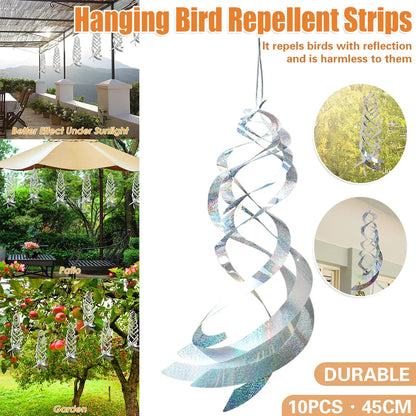 10PCS Hanging Reflective Bird Deterrent Wind Spinner Outdoor Garden Yard