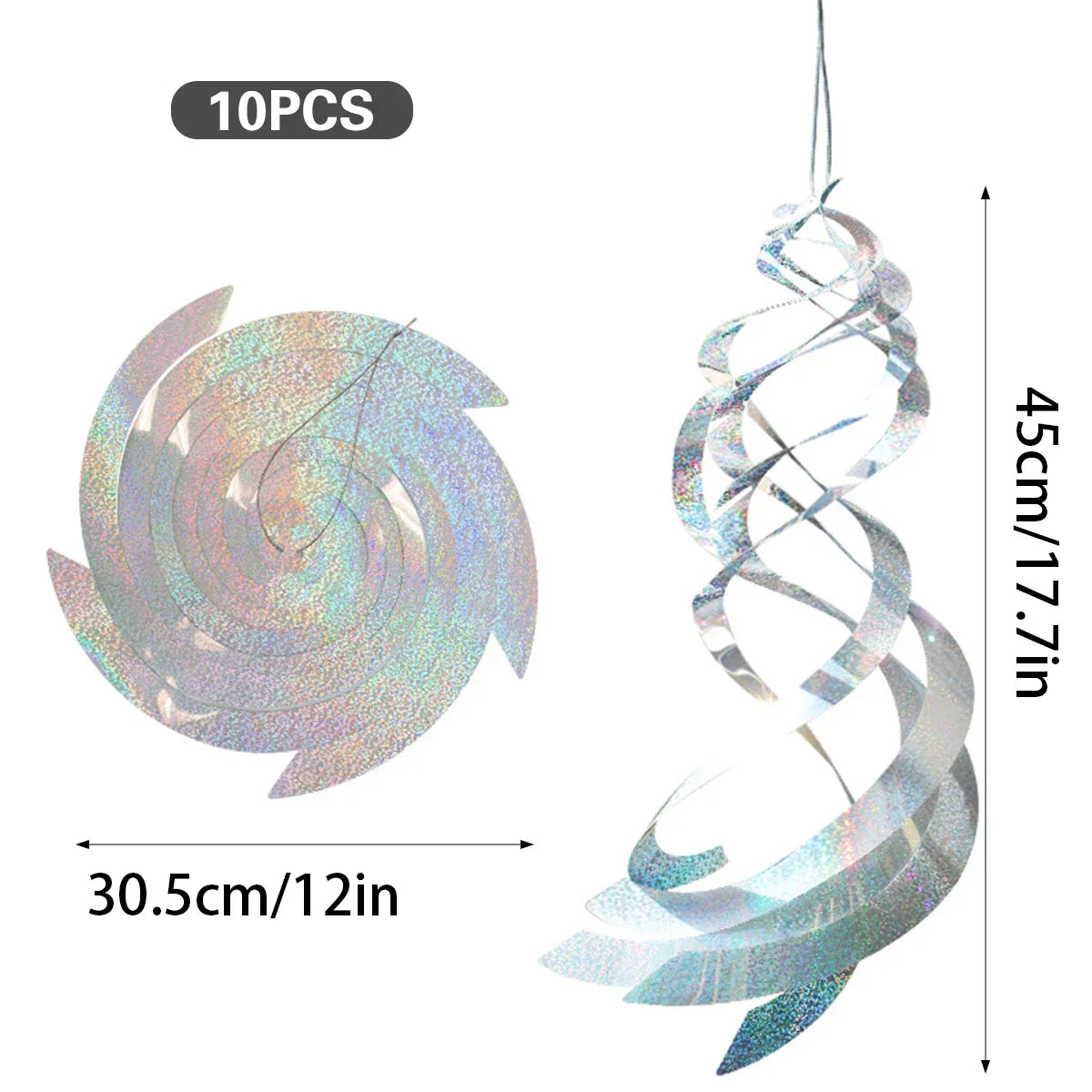 10PCS Hanging Reflective Bird Deterrent Wind Spinner Outdoor Garden Yard