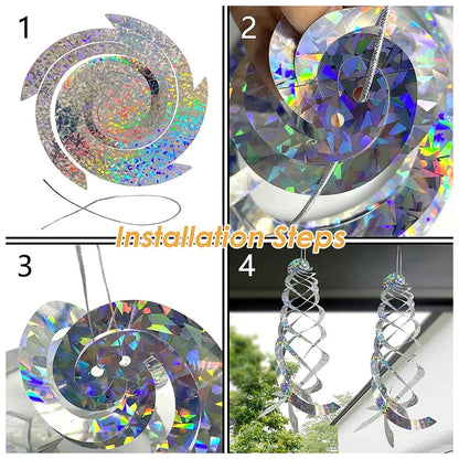 10PCS Hanging Reflective Bird Deterrent Wind Spinner Outdoor Garden Yard