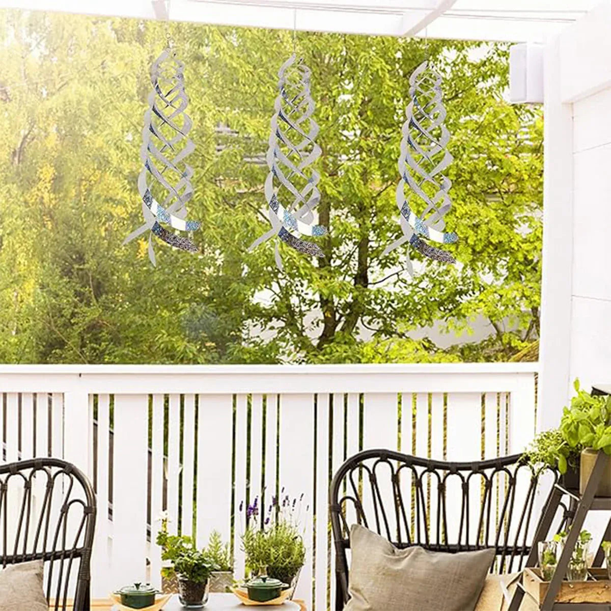 10PCS Hanging Reflective Bird Deterrent Wind Spinner Outdoor Garden Yard