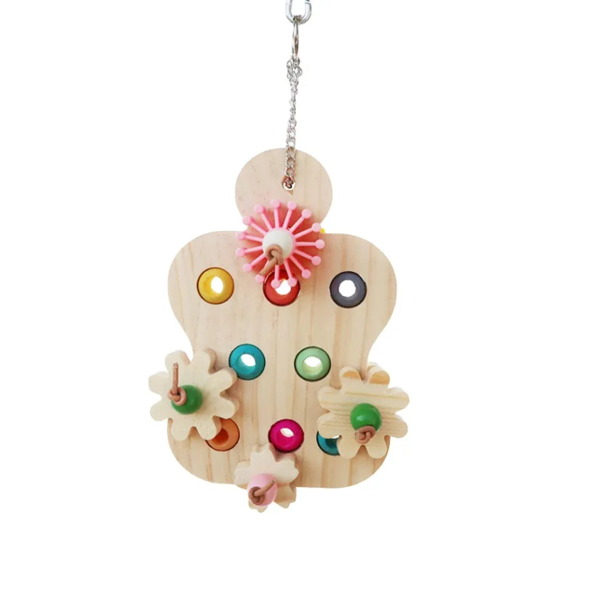 Wooden Parrot Toys Educational Interactive Chewing Nibbling Hanging Cage Toys