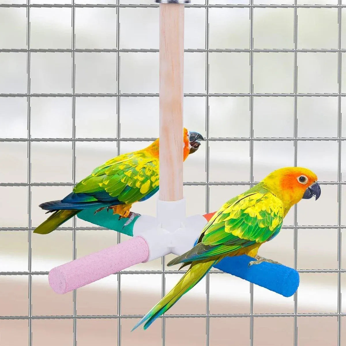 Parrot Toy Bird Stand Colorful Umbrella Perch Claw Grinding Stick 4 Colours