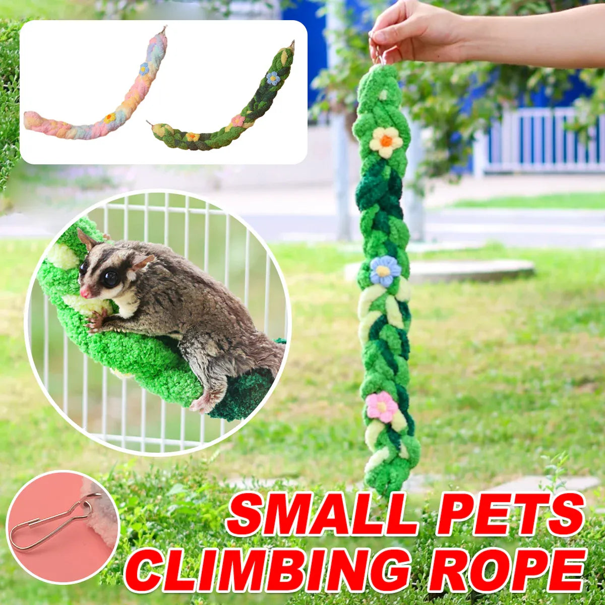 Small Pets Climbing Rope for Small Pet Cage Play Exercise Chewing Toy Use - Colourful