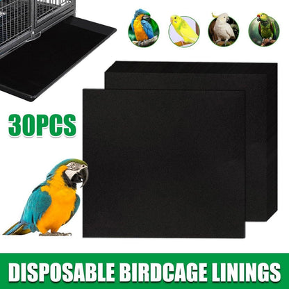 30pcs Disposable Birdcage Liner Pads Pet Cage Liner Bedding for Birds and Parrot