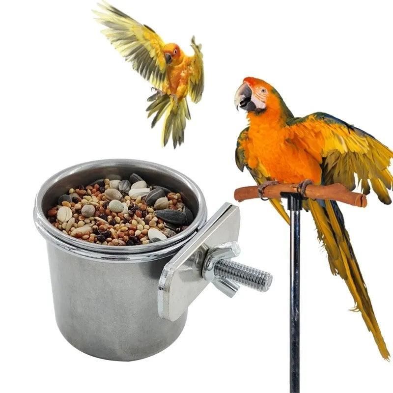 2X 4/5/6Cm Parrot Pet Stainless Steel Food Water Bowl Bird Feeder Crate Cage - 6CM*2PCS