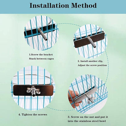 2X 4/5/6Cm Parrot Pet Stainless Steel Food Water Bowl Bird Feeder Crate Cage - 6CM*2PCS
