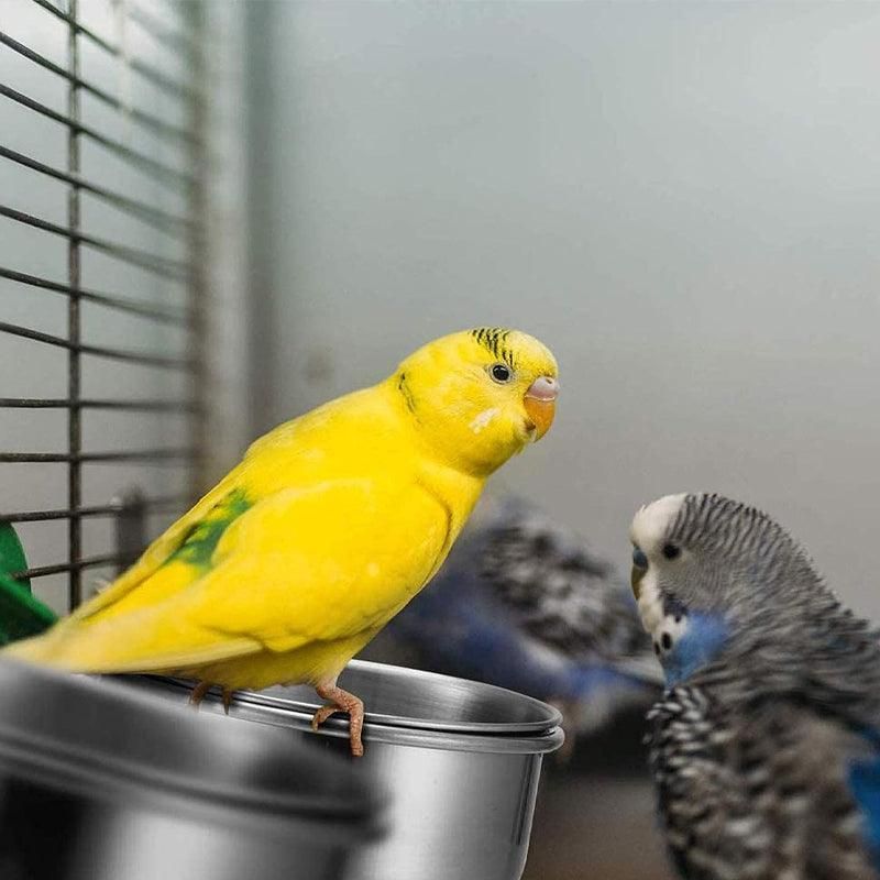 2X 4/5/6Cm Parrot Pet Stainless Steel Food Water Bowl Bird Feeder Crate Cage - 6CM*2PCS