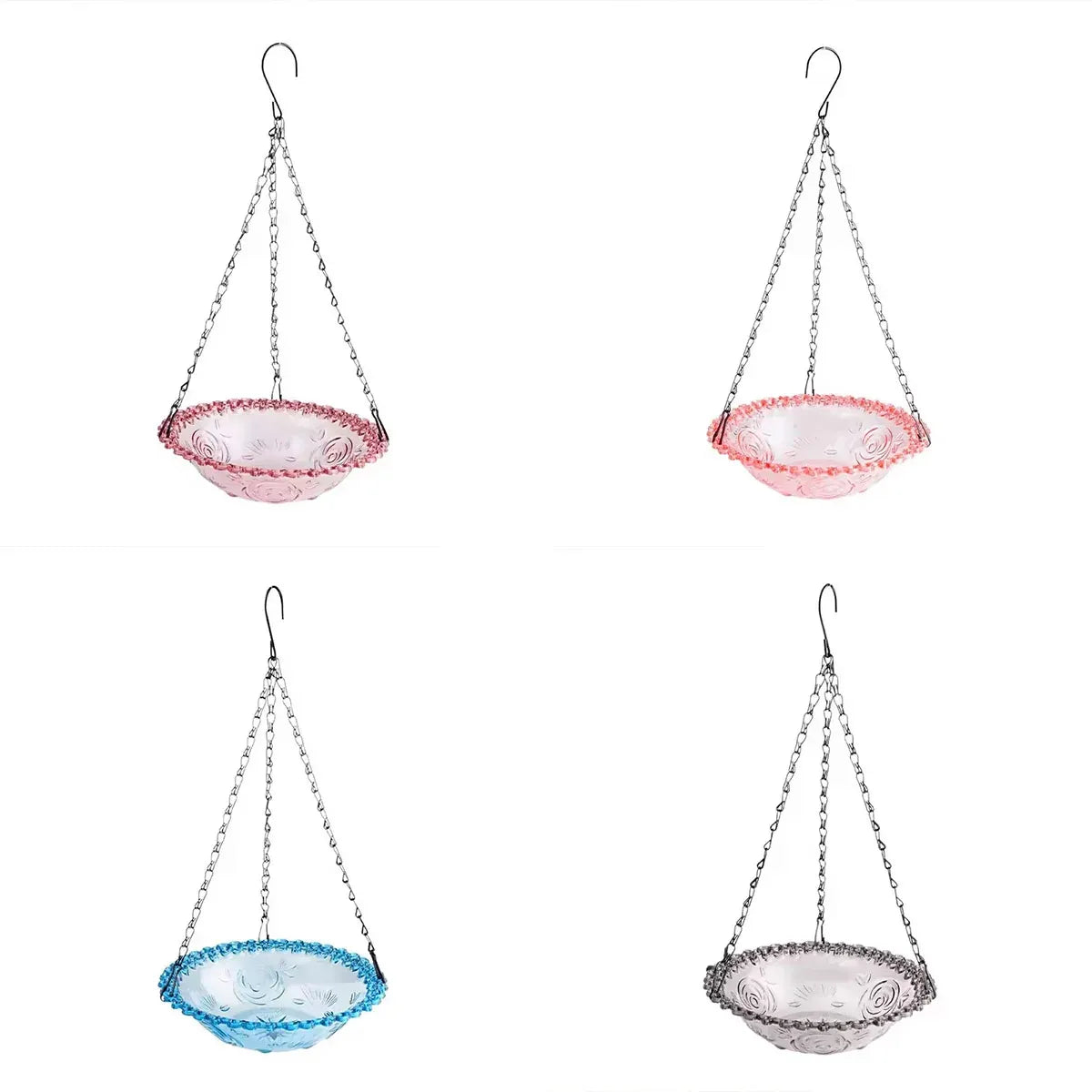 Balcony Bird Feeder Hanging Rail Mount Outdoor Suspended Feeding Station Garden - Blue