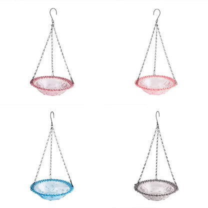Balcony Bird Feeder Hanging Rail Mount Outdoor Suspended Feeding Station Garden - Blue
