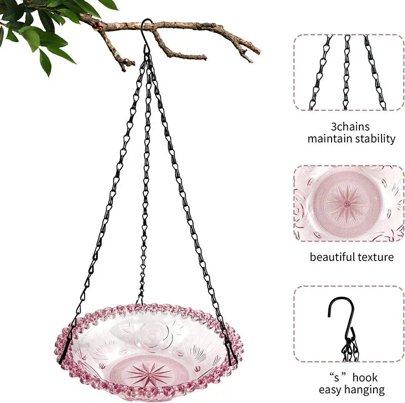 Balcony Bird Feeder Hanging Rail Mount Outdoor Suspended Feeding Station Garden - Blue