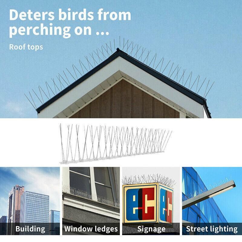 Lambu 10X 50Cm Anti Bird Spikes Pigeon Deterrent Repellent Bird Sting Stainless - 30 Groups