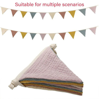 2PCS Triangle Bunting Flag Garland Hanging Flag Banner for Wedding Parties