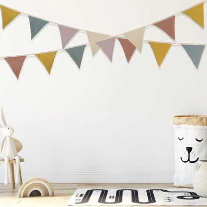 2PCS Triangle Bunting Flag Garland Hanging Flag Banner for Wedding Parties