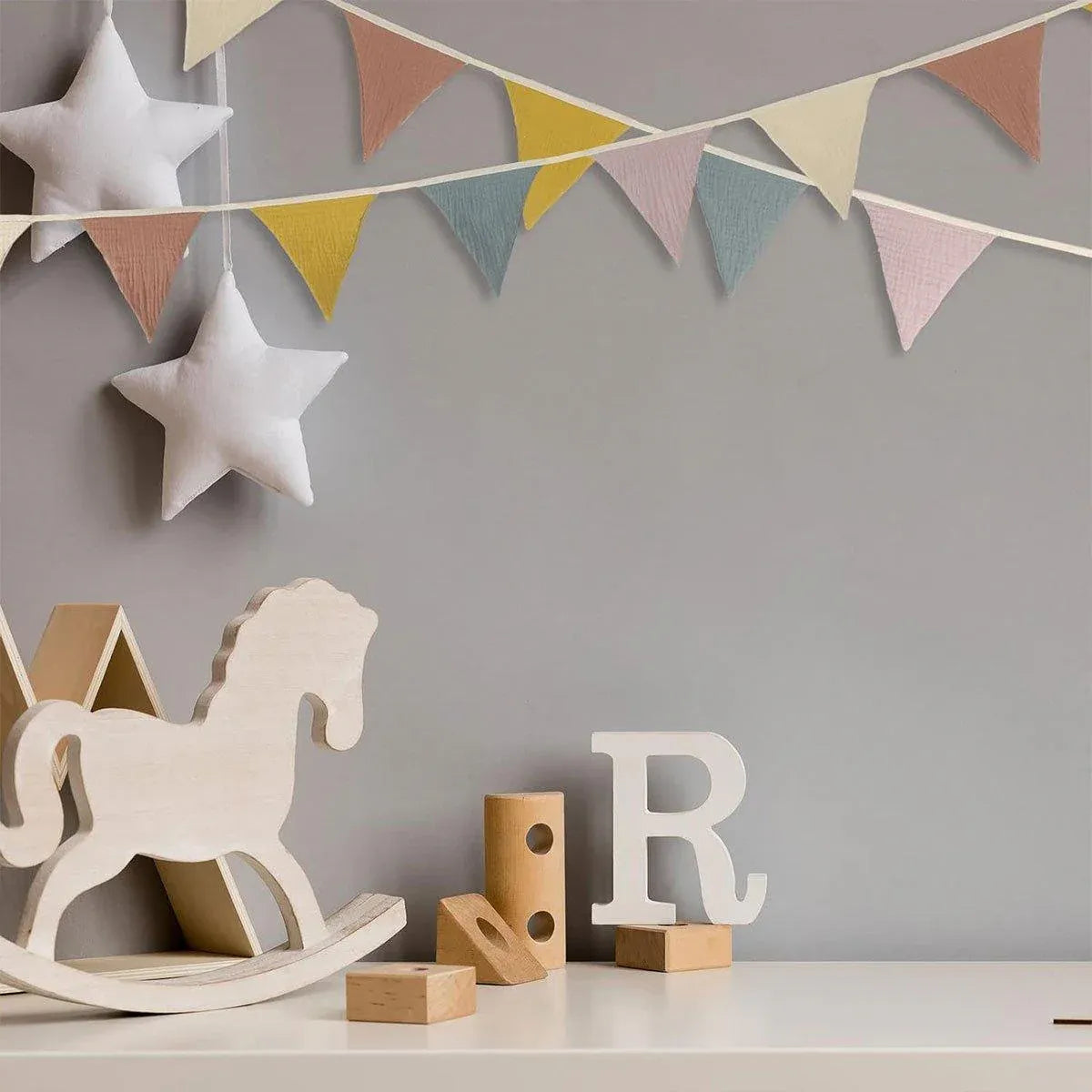 2PCS Triangle Bunting Flag Garland Hanging Flag Banner for Wedding Parties