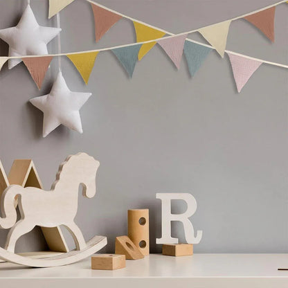 2PCS Triangle Bunting Flag Garland Hanging Flag Banner for Wedding Parties