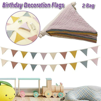 2PCS Triangle Bunting Flag Garland Hanging Flag Banner for Wedding Parties