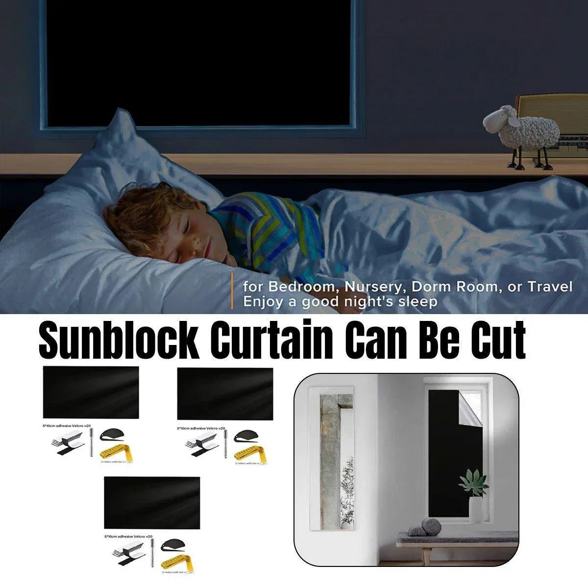Portable Blackout Curtains for Sunscreen Window Shades Light Blocking Drapes - 2m x 1.45m