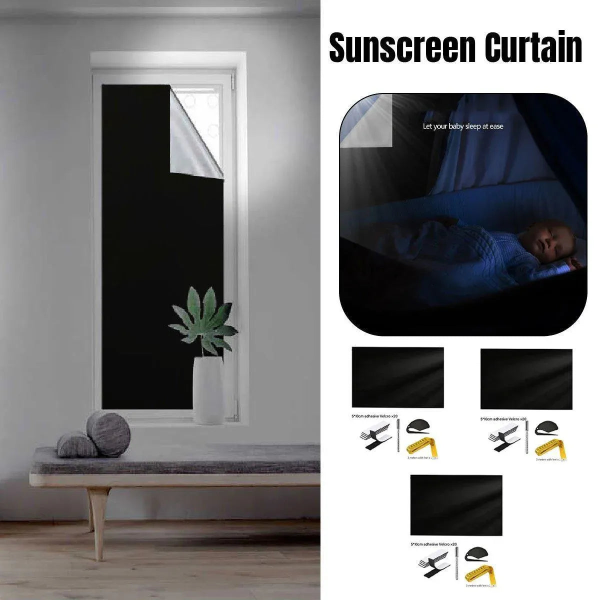 Portable Blackout Curtains for Sunscreen Window Shades Light Blocking Drapes - 3m x 1.45m