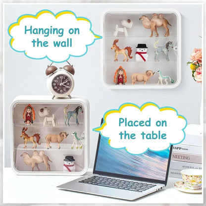 Wall Mounted Blind Box Display Cabinet Punch Free Dustproof Storage Organizer