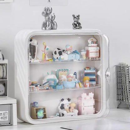 Wall Mounted Blind Box Display Cabinet Punch Free Dustproof Storage Organizer